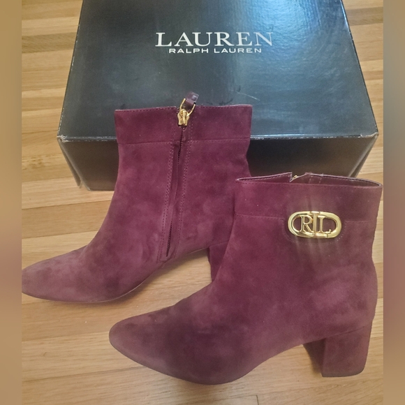 Ralph Lauren burgundy suede booties - Picture 2 of 8
